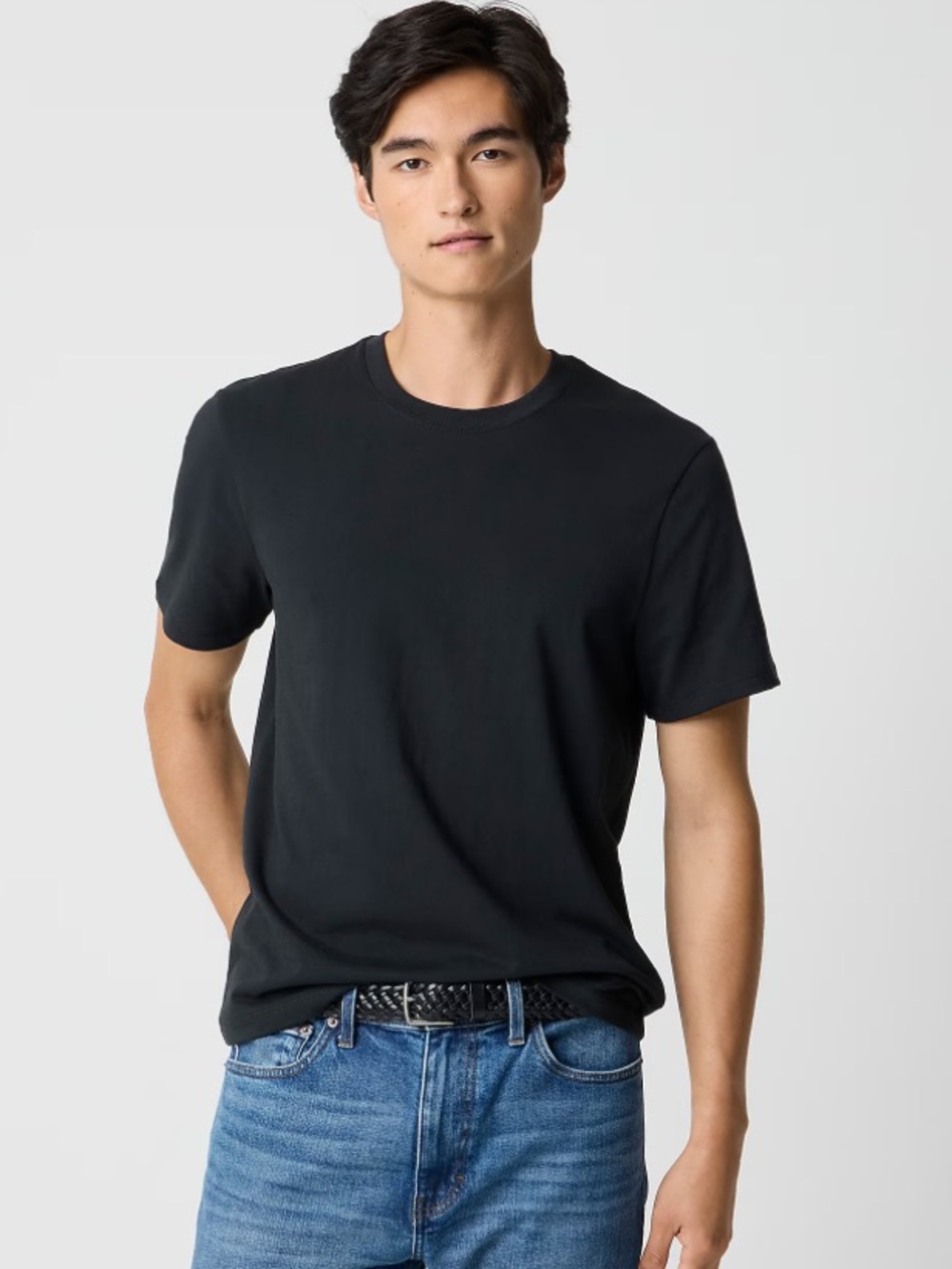J. Crew Factory Men's Essential Tee Black Breathable Cotton Classic‎ Size Large